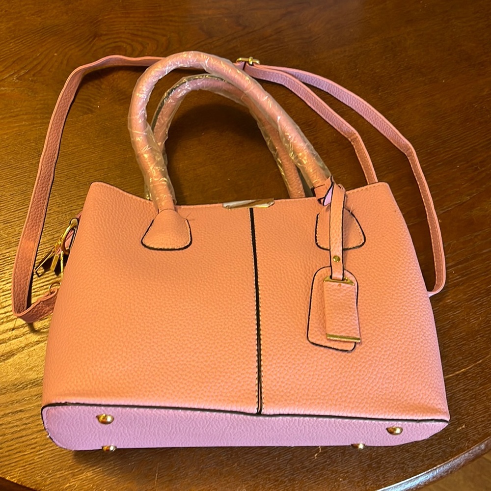 NWT Pink Tote Purse with Strap (free wallet included!)